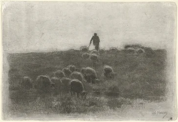 Berger avec troupeau de moutons