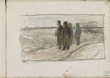 Quatre hommes sur un chemin
