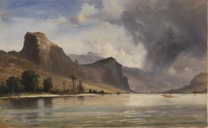 Paysage Côtier avec Montagnes. Une Tempête se Prépare