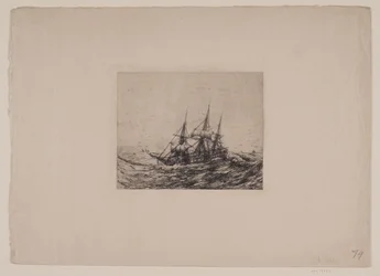 Une brigantine en mer agitée