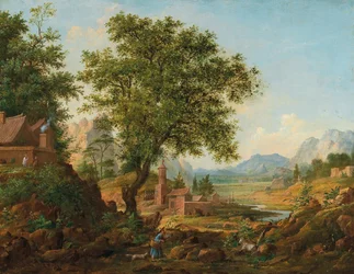Paysage chinois avec personnages, 1830-1840