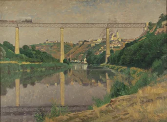 Slovène : Ville avec un pont ferroviaire