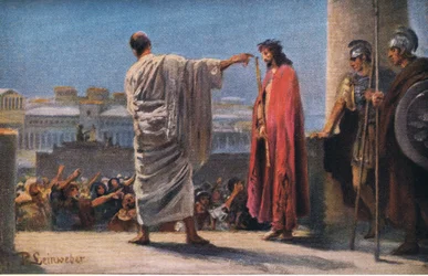 Jésus devant Pilate, de Hulberts Story of the Bible publié par The John Winston Company, 1932
