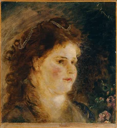 Fille avec un collier de perles dans les cheveux