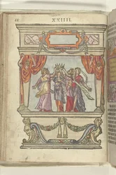 Scène avec les personnifications de Gloire, Majesté, Générosité, Magnificence et Modestie tenant ensemble une couronne, 1578