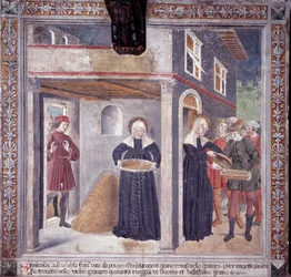 Vie de Sainte Francesca Romana : pendant une grave famine en 1402, Francesca donne tout son grain aux pauvres