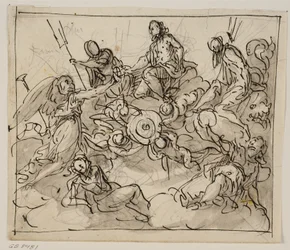 Composition allégorique avec Venise entourée de deux dieux marins, de la Renommée et d