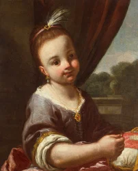 Fille au panier (huile sur toile)