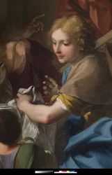 Saint Grégoire le Grand à une table avec Jésus déguisé en pèlerin (détail)