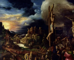 Christ en croix Scènes de la Passion : montée au Calvaire, crucifixion