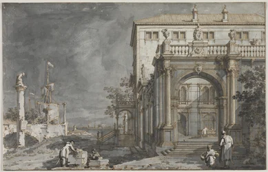 Capriccio : Un palais avec une cour par la lagune
