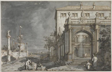 Capriccio : Un palais avec une cour près de la lagune, vers 1750-1755