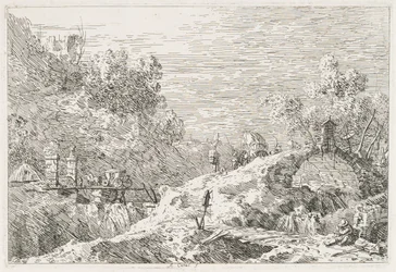 Paysage de montagne avec cinq ponts