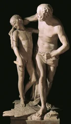 Dédale et Icare, sculpture en marbre, hauteur 220 cm