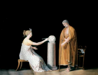 La muse Uranie et Thalès. Tempera par Antonio Canova (1757-1822), vers 1798