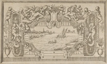 Paysage avec cadre ornemental