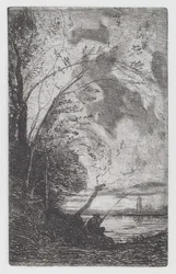 Pêcheur sur le rivage du lac