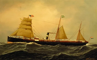 Paquebot Schiedam en mer agitée
