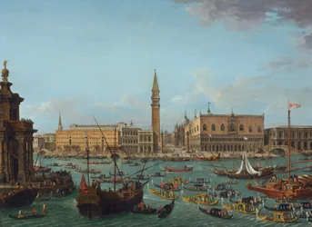 Procession de gondoles dans le Bacino di San Marco, Venise, 1742 ou après