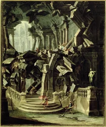 Samson détruisant le temple de Dagon, dieu des Philistins