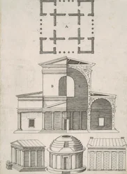 Temples et rotondes anciens (cinq dessins)
