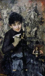 Femme avec encrier, par Antonio Mancini