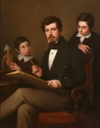 Autoportrait avec ses fils Carlos et Vicente
