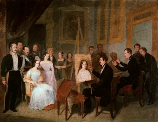Dodge dans son atelier peignant le portrait de la reine Isabelle II d