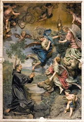 San Pasquale Baylon en adoration (fresque sur bois sculpté)