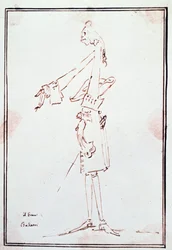 Portrait de Filippo Balatri, castrat italien. Caricature par Anton Maria Zanetti