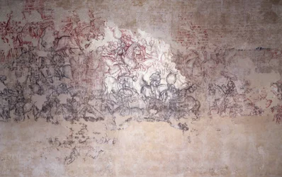 Tournoi de bataille, fragment de peinture murale de la Sala del Pisanello (anciennement Sala dei Principi)