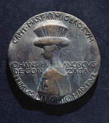 Médaille en bronze de Gianfrancesco Gonzaga (1395-1444), avers, conçue par Antonio di Puccio Pisano, dit Pisanello (1395-1455 environ), diamètre 10,20 cm