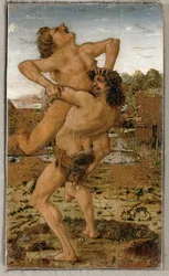 Hercule et le géant Antaios (tempera sur bois)