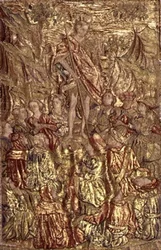 Saint Jean-Baptiste prêchant à la multitude, tapisserie représentant des scènes de la vie du saint (textile)