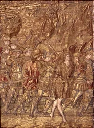 Saint Jean-Baptiste emmené en prison, tapisserie représentant des scènes de la vie du saint