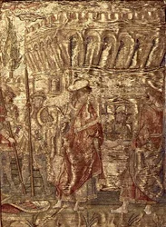 Les disciples visitant Saint Jean-Baptiste en prison, tapisserie représentant des scènes de la vie du saint
