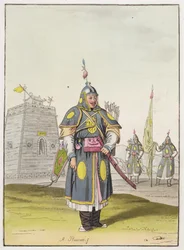 Soldat chinois en tenue de combat complète, illustration de 