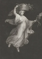 Une bacchante portant un grand panier sur la tête et tenant un bâton dans sa main gauche, vers 1795-1820