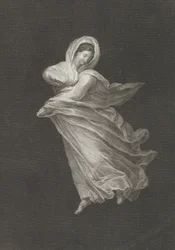 Une bacchante portant des draperies flottantes, regardant vers le bas, bras droit plié et bras gauche..., vers 1795-1847