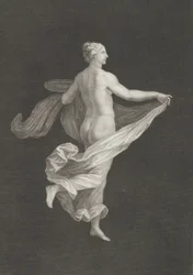 Une bacchante partiellement nue vue de dos, tournée vers la droite et tenant un ovale, vers 1795-1820