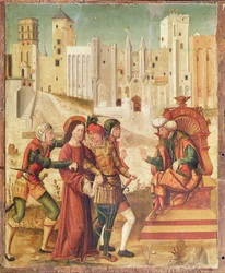 Christ devant Hérode, panneau gauche du Retable de la Passion, 1517-20