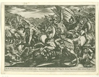 Attaque de la cavalerie avec deux hommes transpercés par des lances