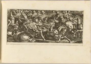 Attaque de cavalerie avec soldats fuyant