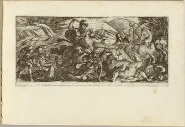 Attaque de cavalerie avec soldats en fuite