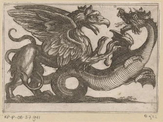 Dragon et griffon en combat