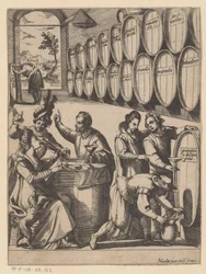 Festin dans une cave à vin