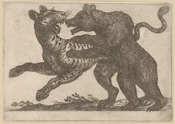Un ours combattant un tigre (Vechtende dieren, série)