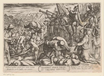 Josaphat remercie Dieu pour sa victoire (Scènes de combat de l