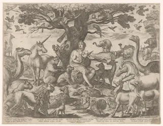 Orphée enchantant les animaux avec sa musique