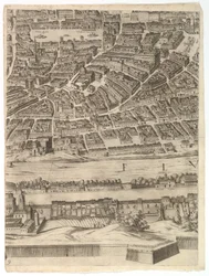 Plan de la ville de Rome : feuille 9 avec la Piazza Navona, le Campo di Fiore et le Sant..., 1645